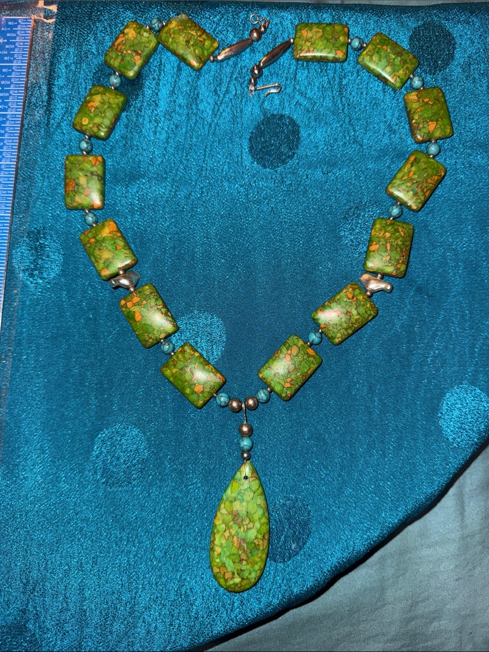 Natural fruity, agate, sterling silver, and turquoise bead heavy